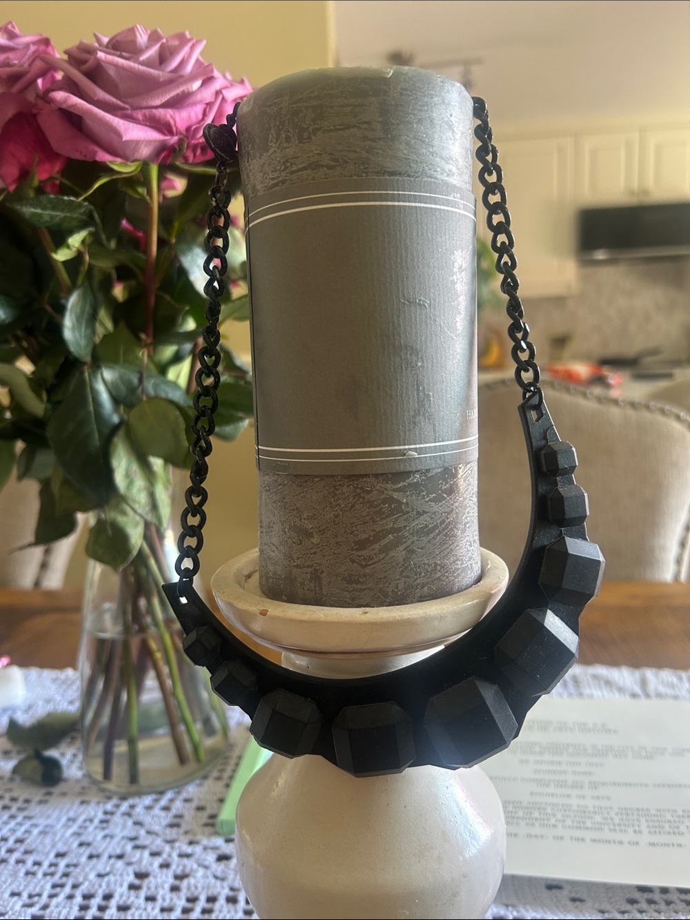 Rubber Black Geometric Bead Statement Necklace by BCBG if I remember correctly.